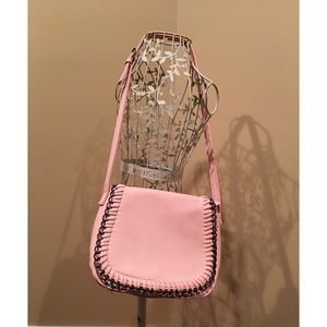 Baby Pink Faux Leather Chain Saddle Bag